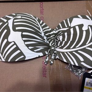 DKNY Olive and White Bikini Top